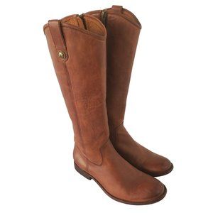 Frye Riding Equestrian Button Boots 4001 Brown Tan Leather Zip Womens Size 9.5B